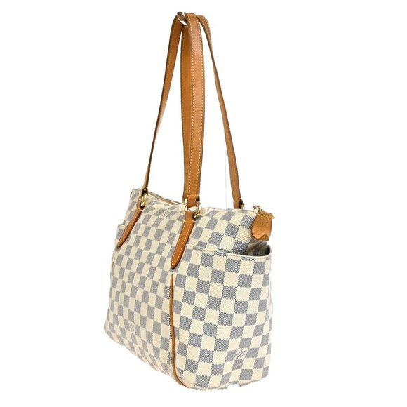 LOUIS VUITTON Totally PM Shoulder Bag Damier Azur Leather White - Picture 2 of 16